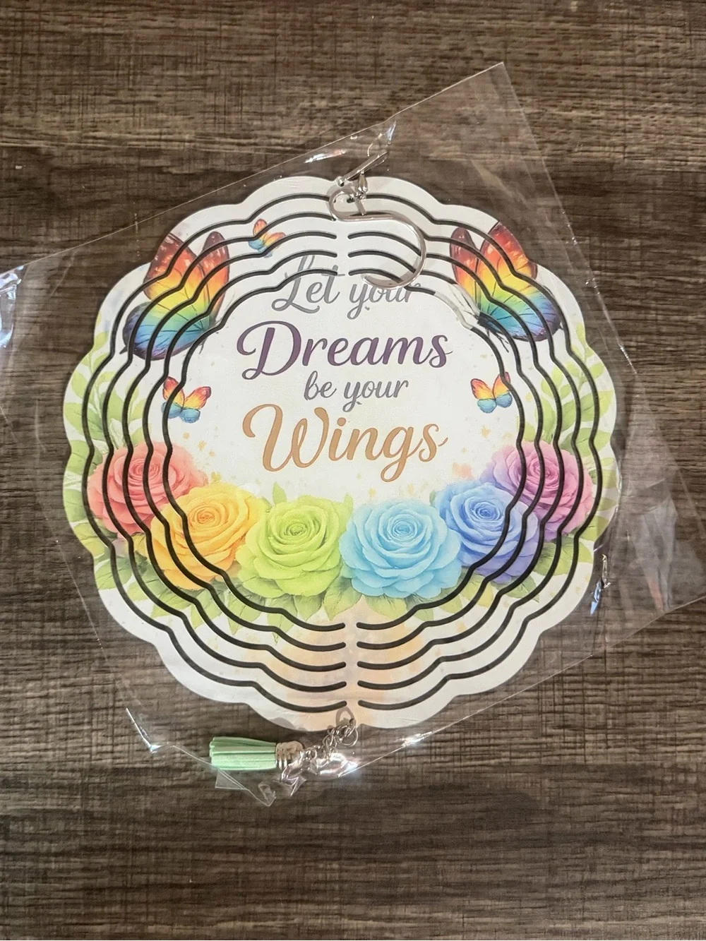 Let Your Dreams Be Your Wings Rainbow Floral Wind Spinner - Multicolor